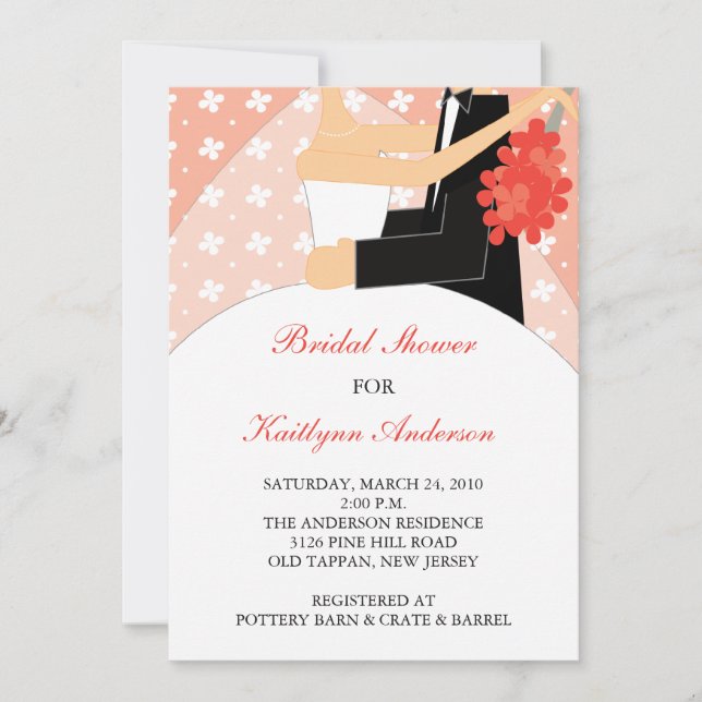 Coral Floral Bride Bridal Shower Invitation (Front)
