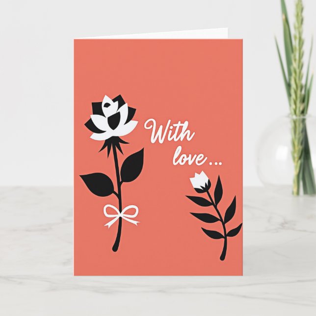 Coral Floral Love Greeting Card (Front)