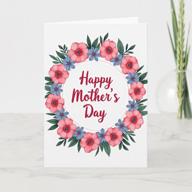 Coral Floral Mothers Day Card (Front)