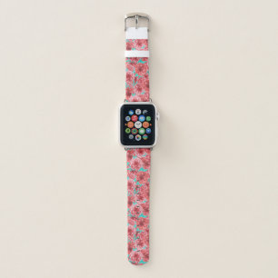 Coral Floral Pattern Apple Watch Band