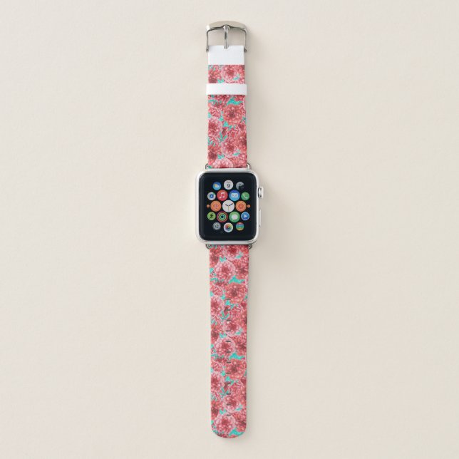 Coral Floral Pattern Apple Watch Band (Front)