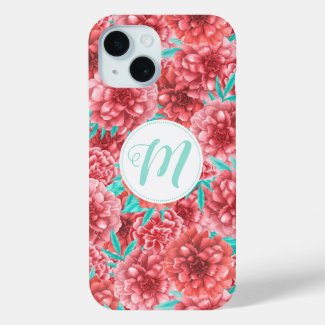 Coral Floral Pattern & Monogram