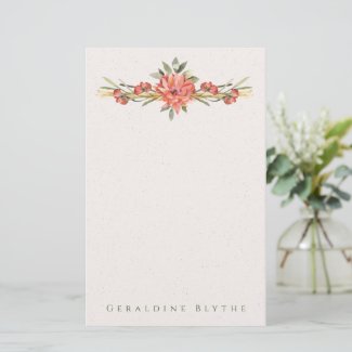 Coral Floral Personalized Stationery