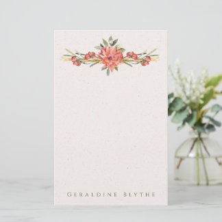 Coral Floral Personalized Stationery