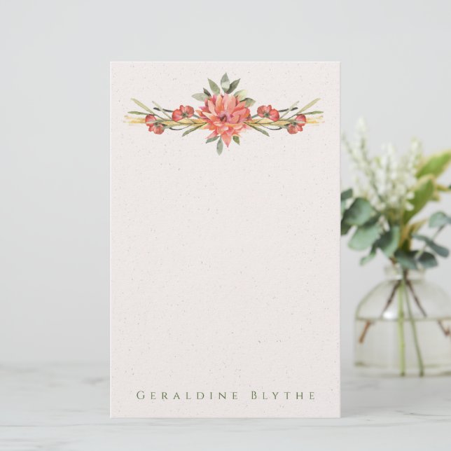 Coral Floral Personalized Stationery (Standing Front)