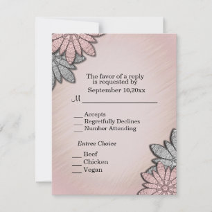 Coral Floral RSVP with Menu Selection Invitation