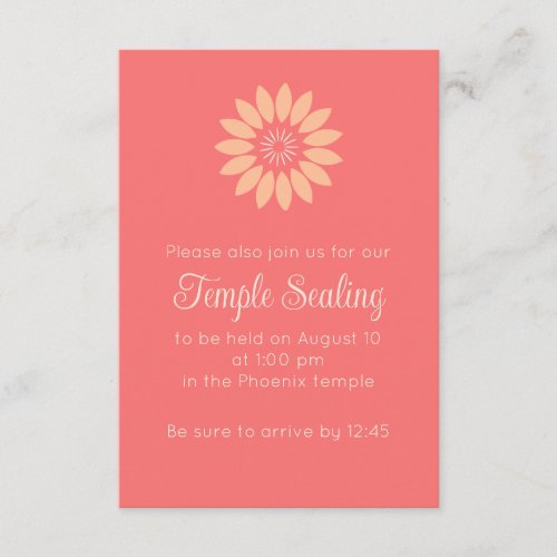 Coral Floral Temple Sealing Invitation