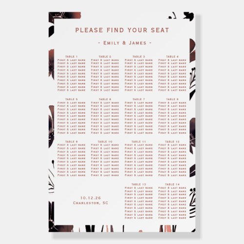 Coral Floral Wedding Foam Board