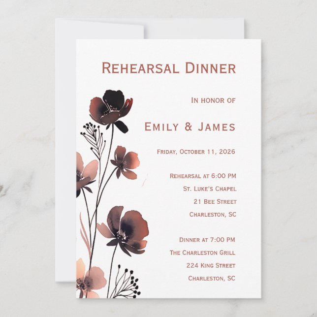 Coral Floral Wedding Invitation (Front)