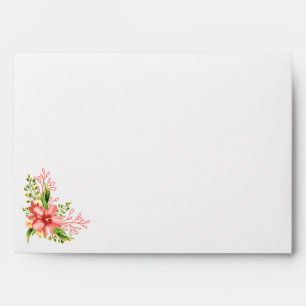 Coral Floral Wedding Invitation Envelope