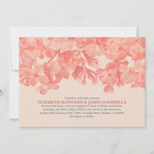 Coral Floral Wedding Invitations
