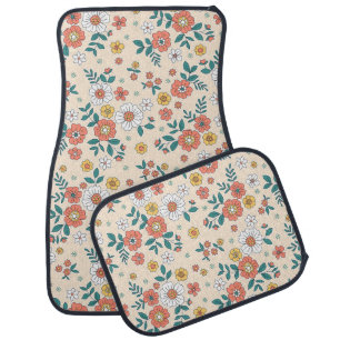 Coral Flower Garden Pattern Car Floor Mat