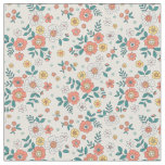 Coral Flower Garden Pattern Fabric