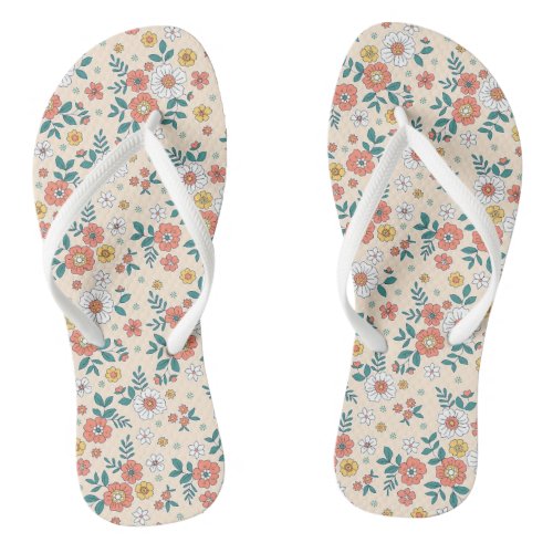 Coral Flower Garden Pattern Flip Flops