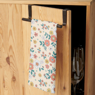 Coral Flower Garden Pattern Kitchen Towel