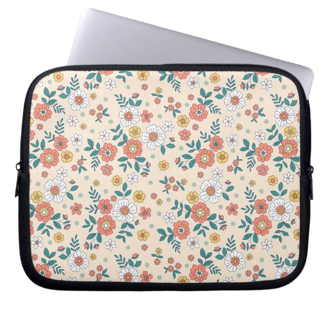 Coral Flower Garden Pattern Laptop Sleeve (Front)