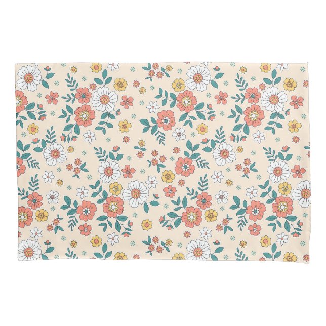 Coral Flower Garden Pattern Pillow Case (Front)