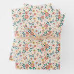 Coral Flower Garden Pattern Wrapping Paper Sheets