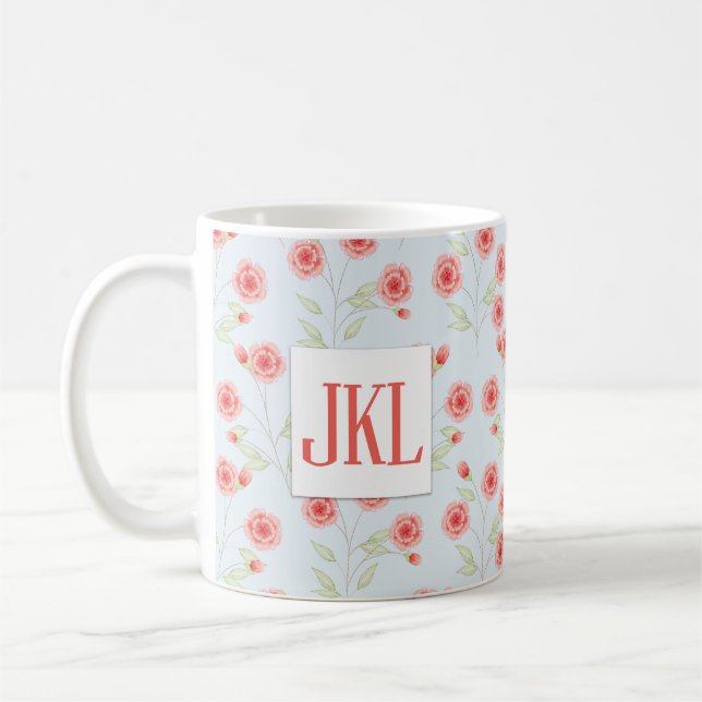 Coral Flower Pattern 11 oz Classic Mug (Left)