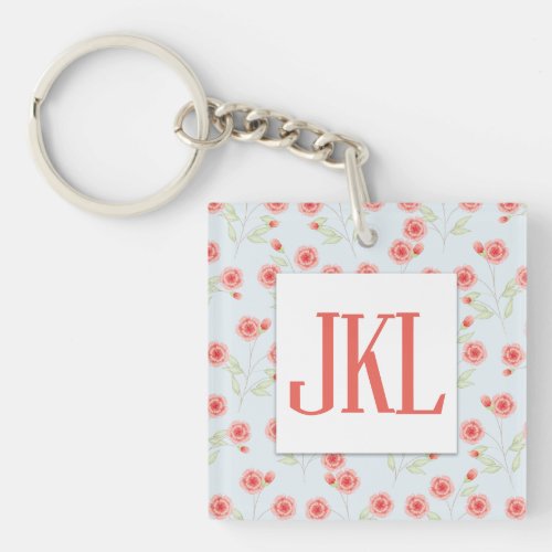 Coral Flower Photo Square double_sided Keychain
