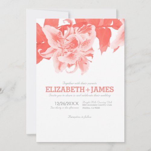 Coral Flower Wedding Invitations
