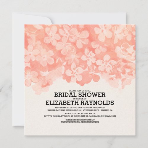 Coral Flowers Bridal Shower Invitations