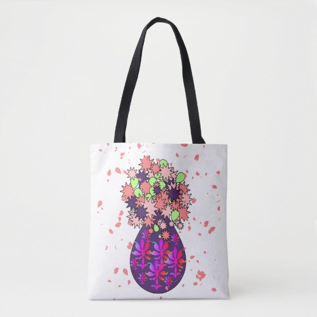 CORAL FLOWERS IN PURPLE VASE Tote Bag (Front)