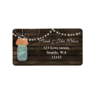 coral flowers mason jar address label