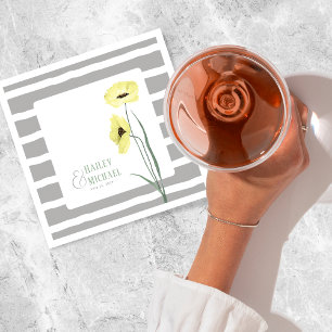 Coral Flowers Poppies Napkins