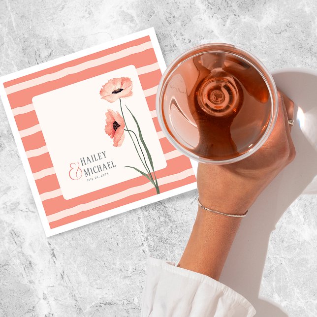 Coral Flowers Poppies Napkins (Creator Uploaded)