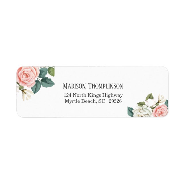 Coral Flowers  Return Address Label (Front)