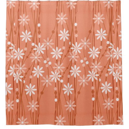 Coral Flowers Shower Curtain