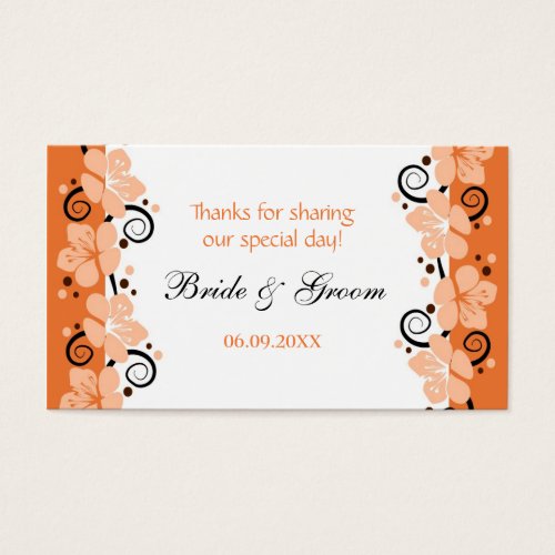 Coral Flowers Wedding Favor Gift Tags Thank You Business Card Template