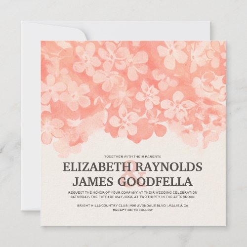Coral Flowers Wedding Invitations