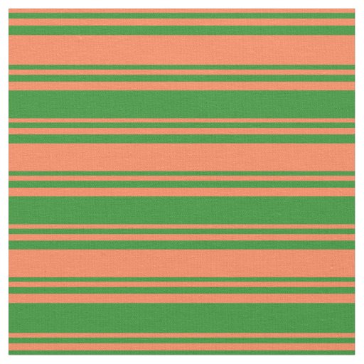 Coral & Forest Green Lined/Striped Pattern Fabric