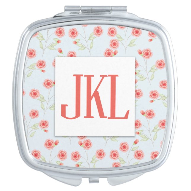 Coral Fruit Square Compact Mirror (Front)