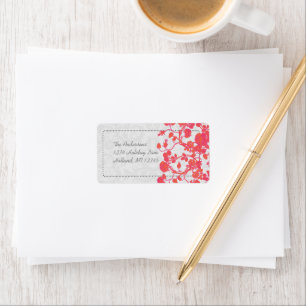 Coral Fuchsia Rose Damask Return Address Labels