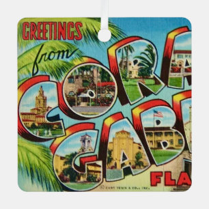 Coral Gables Florida Greeting Metal Ornament