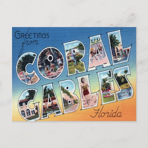Coral Gables Florida Large Letter Postcard