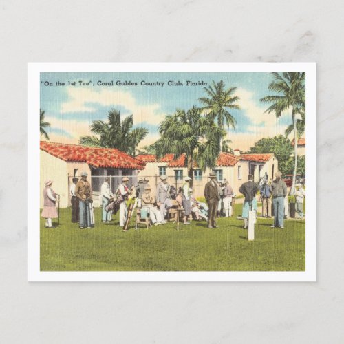 Coral Gables Florida vintage golfers Postcard