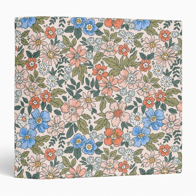 Coral Garden Flower Pattern 3 Ring Binder (Front/Spine)