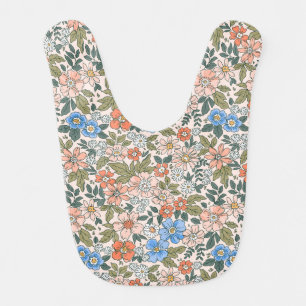 Coral Garden Flower Pattern Baby Bib