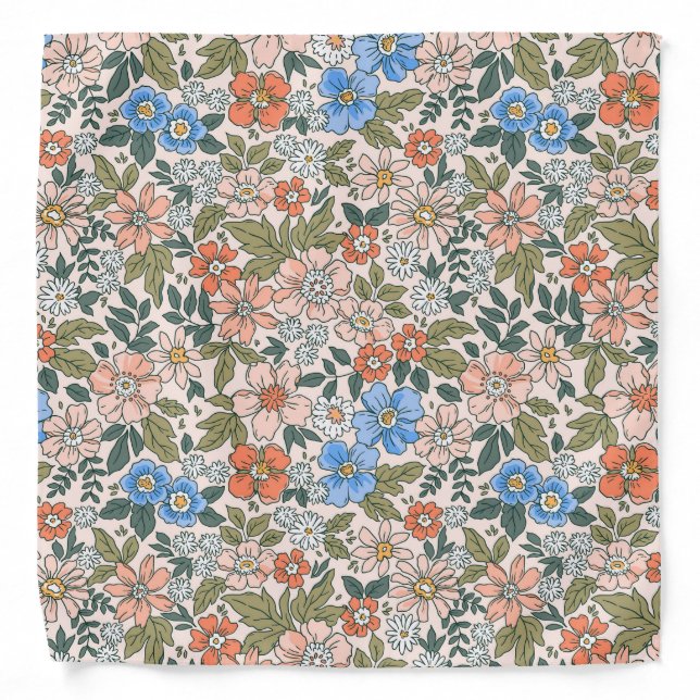 Coral Garden Flower Pattern Bandana (Front)