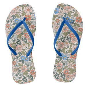 Coral Garden Flower Pattern Flip Flops