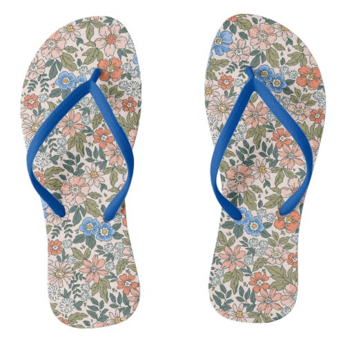 Coral Garden Flower Pattern Flip Flops