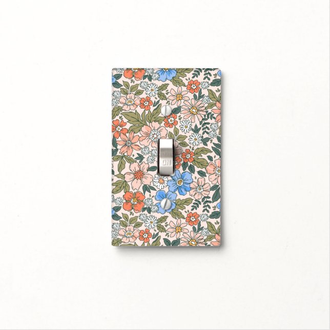 Coral Garden Flower Pattern Light Switch Cover (In Situ)