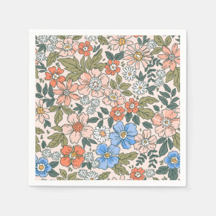 Coral Garden Flower Pattern Napkins
