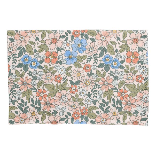 Coral Garden Flower Pattern Pillow Case (Front)