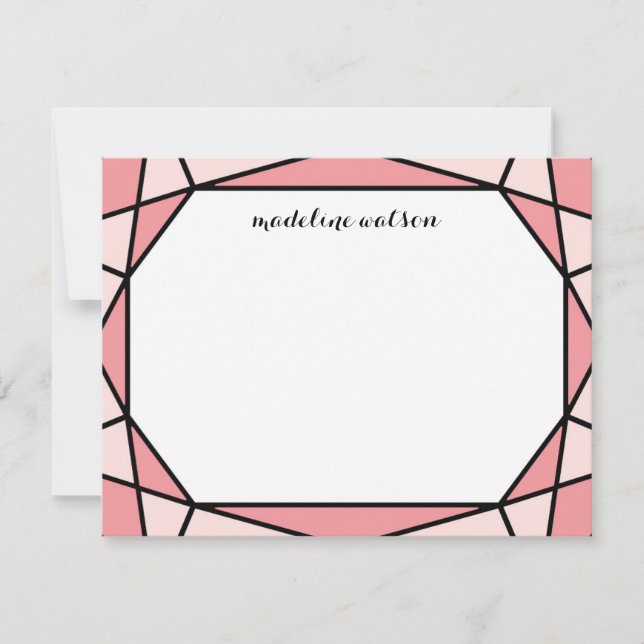 Coral Gem Cut Jewel Note Card (Front)