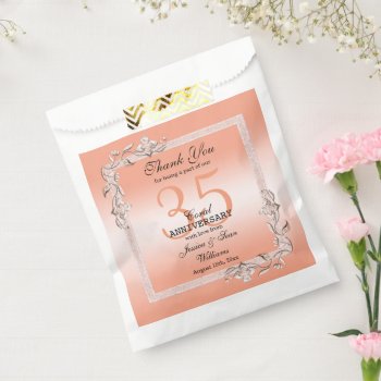 Coral Gem & Glitter 35th Wedding Anniversary  Favor Bag by shm_graphics at Zazzle